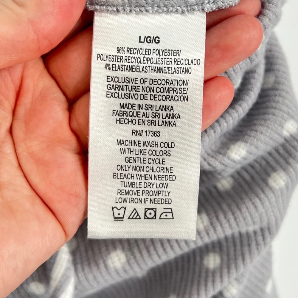 Cuddl Duds Womens Jogger PJ Set Grey Polka Dot Stripe Waffle Knit Large NWT